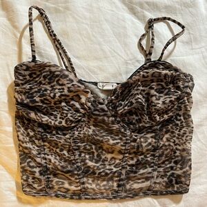 Garage Leopard Print Crop Top Mush Bustier